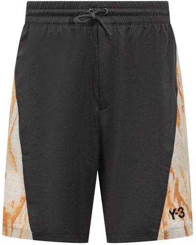 Y-3 Shorts With Rust Dye Print - Black