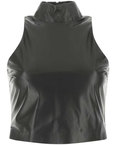 Amiri Leather Top - Grey