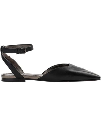Brunello Cucinelli Flat Leather Sandals - Black
