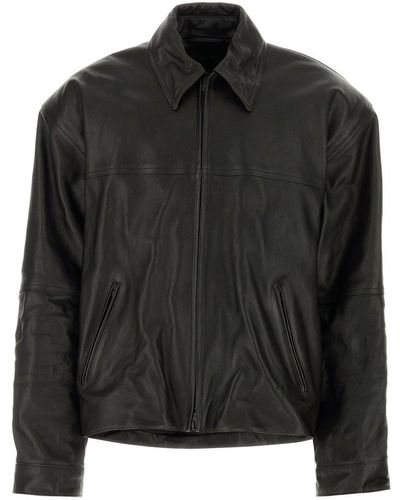Balenciaga Cocoon Kick Leather Jacket - Black