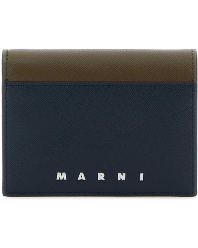 Marni Two-Tone Leather Wallet - Grey