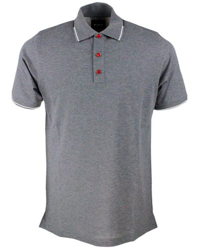 Kiton Short-sleeved Polo In Cotton Jersey - Gray