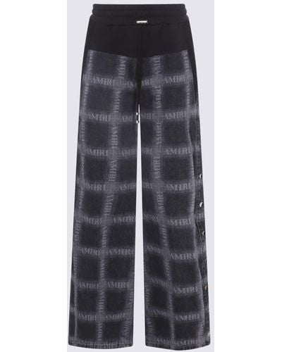 Amiri And Aged Cotton Check Trousers - Grey