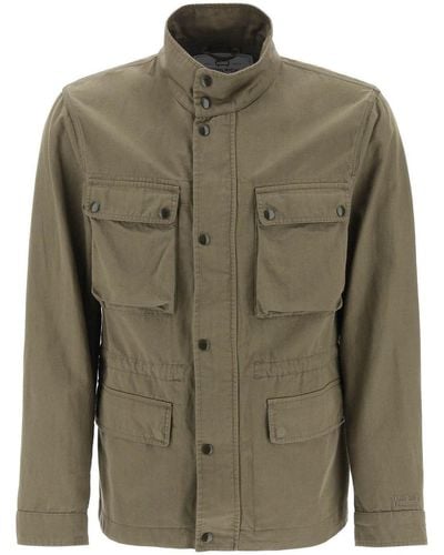 Woolrich "field Jacket In Cotton And Linen Blend" - Green