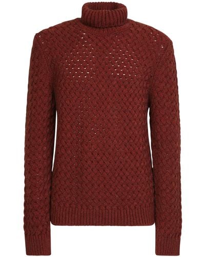 Lardini Woven Knit Pullover - Red
