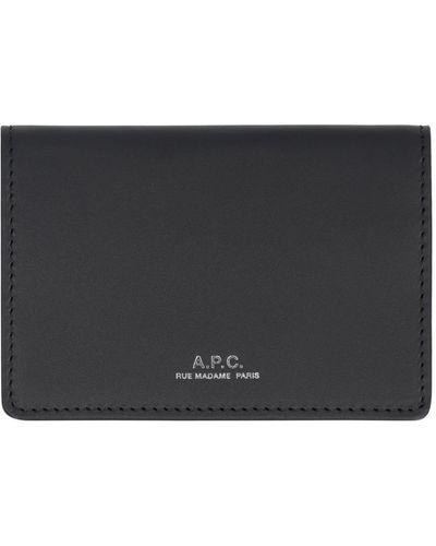 A.P.C. Stefan Leather Card Holder - Gray
