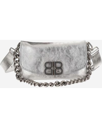 Balenciaga Flap Bag Bb Soft Small Metallic - Gray
