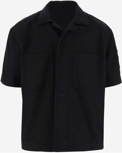 44 Label Group Cotton Denim Short Sleeve Shirt - Black