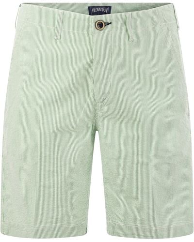 Vilebrequin Micro Striped Cotton Bermuda Shorts - Green