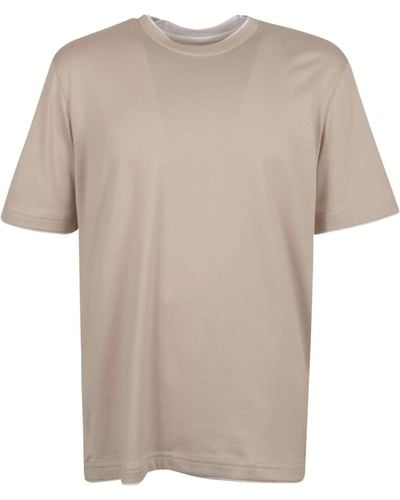 Eleventy Round Neck Plain T-Shirt - Natural