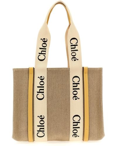 Chloé Woody Medium Shopping Bag - Natural