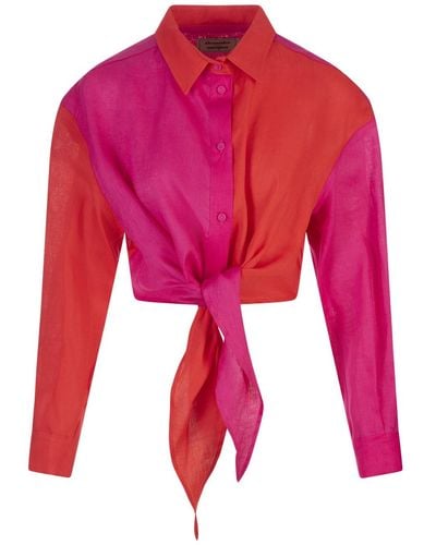 ALESSANDRO ENRIQUEZ And Fuchsia Short Shirt With Knot - Red