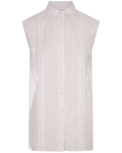 Aspesi Cotton And Silk Sleeveless Shirt - White