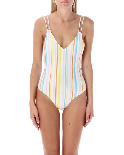 Solid & Striped Lynn Watercolor Stripe Swimsuit - White