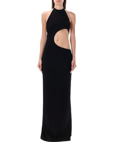 Monot Drawstring Halterneck Cut-out Dress - Black