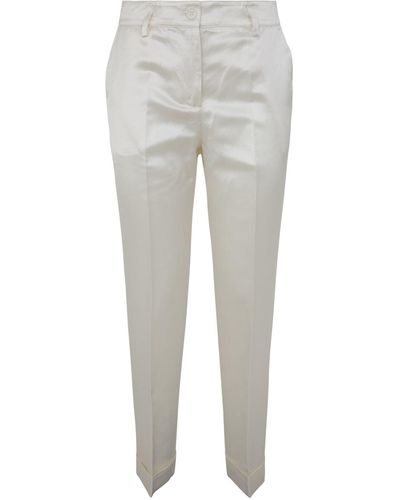 P.A.R.O.S.H. Satin Viscose Linen Trousers - Grey