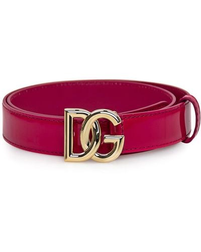Dolce & Gabbana Belt With Logo Buckle - Red