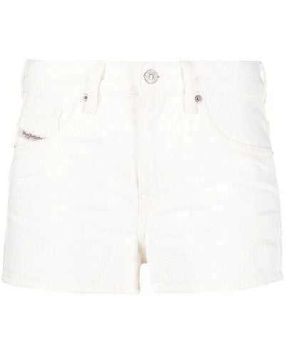 DIESEL White Cotton De-yuba Denim Shorts