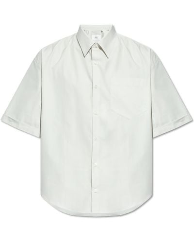 Ami Paris Cotton Shirt With Logo - White