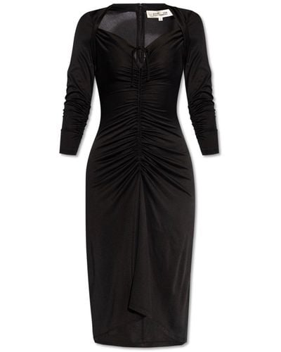 Diane von Furstenberg Aurelie Ruched Midi Dress - Black