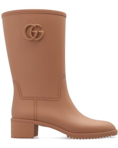 Gucci Logo Plaque Boots - Brown