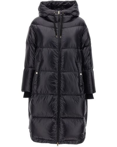 Herno Long Hooded Puffer Jacket Coats, Trench Coats - Black