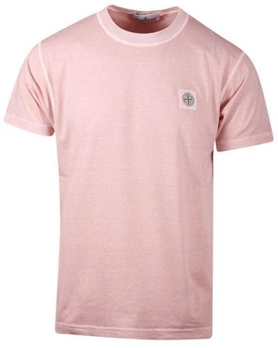 Stone Island Logo Patch Crewneck T-shirt - Pink