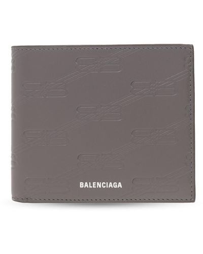 Balenciaga Embossed Monogram Leather Wallet - Grey