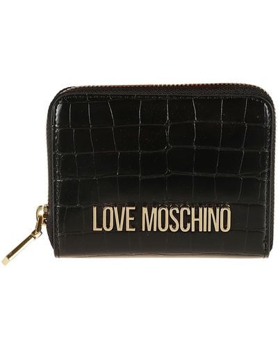 Love Moschino Logo Skinned Zip-Around Wallet - Black