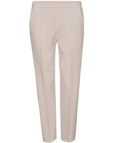 Blugirl Blumarine Slim Fit Plain Cropped Pants - Natural