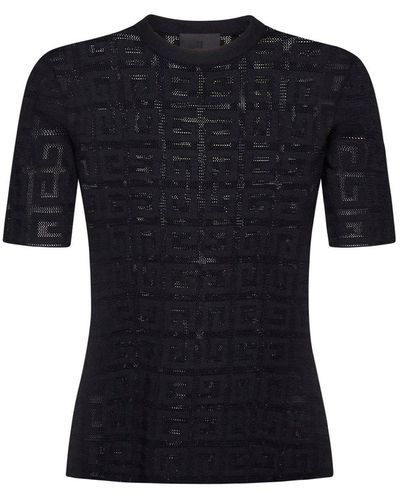 Givenchy 4g Jacquard Short Sleeved Sweater - Black