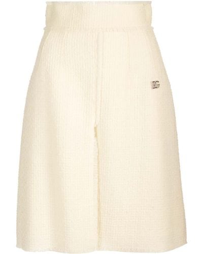 Dolce & Gabbana Wool-blend Tweed Midi Skirt - Natural