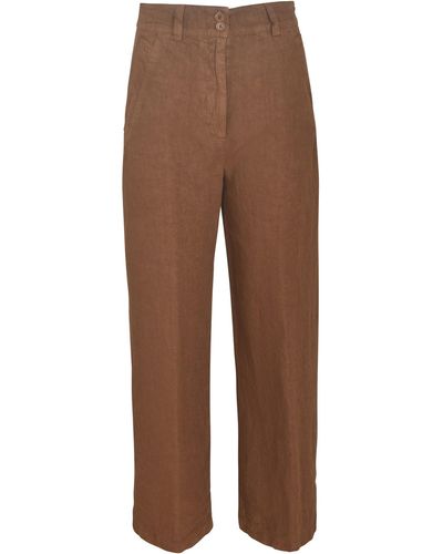 Aspesi Patched Pocket Straight Leg Plain Trousers - Brown