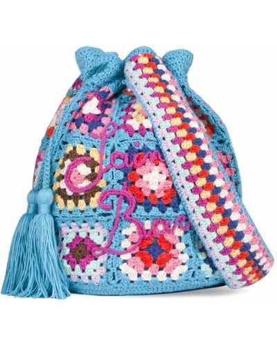 Mc2 Saint Barth Handmade Crochet Bucket Bag - Blue