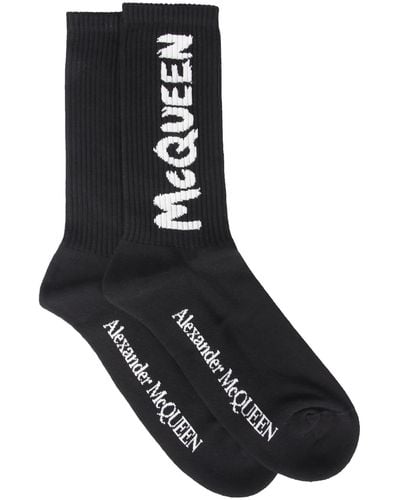 Alexander McQueen Graffiti Logo Socks - Black