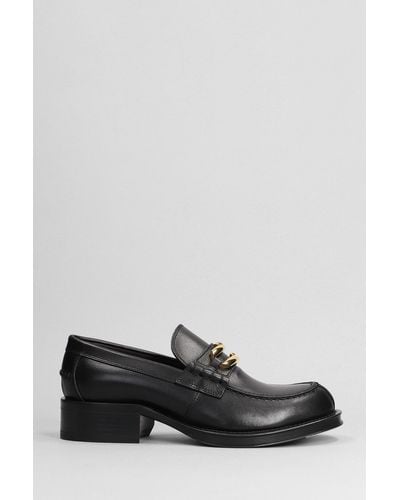 Lanvin Loafers In Black Leather - Grey