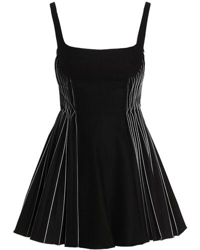 Giovanni bedin Contrast Pleated Flannel Dress - Black