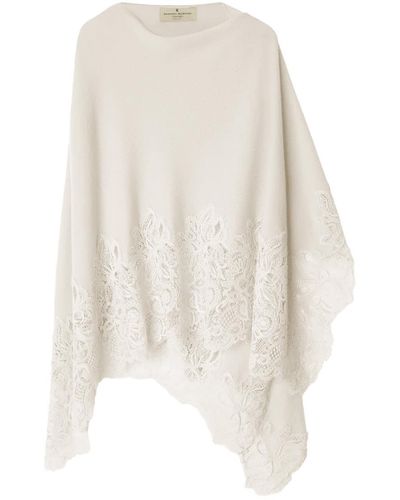 Ermanno Scervino 100% Cashmere Knitted Mantella - White