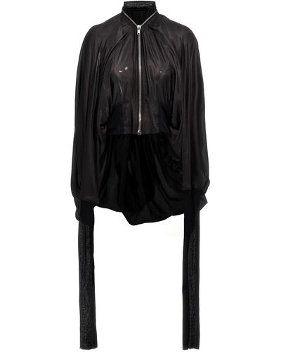 Rick Owens Bubble Batwing Flight Casual Jackets, Parka - Black