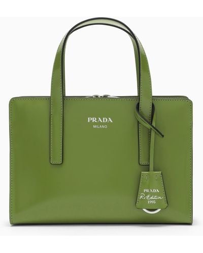 Prada Green Mini Re-edition 1995 In Brushed Leather