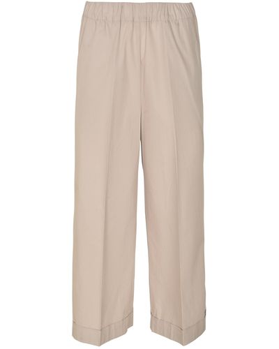 Kiltie Cropped Trousers - Natural