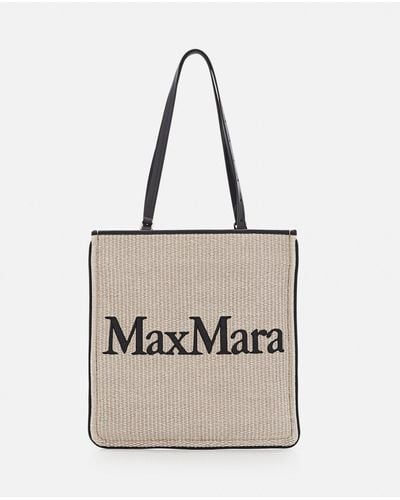 Max Mara Raffia Easybag Shopping Bag - White
