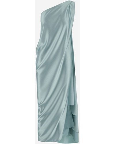 Stephan Janson Draped Satin Dress - Blue