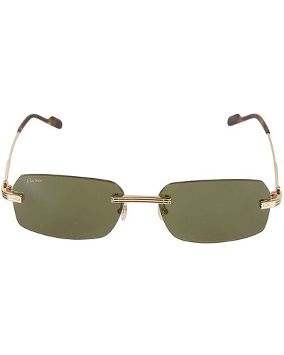 Cartier Rectangle Rim-Less Sunglasses - Green