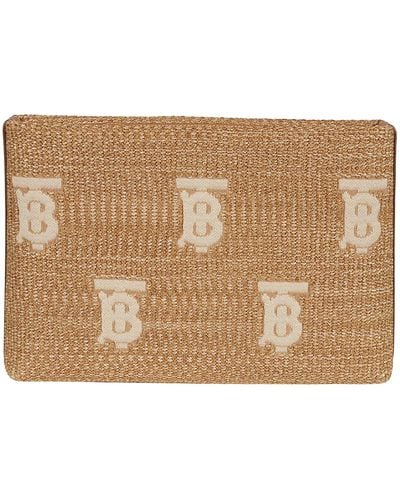 Burberry Logo Weaved Clutch - Natural