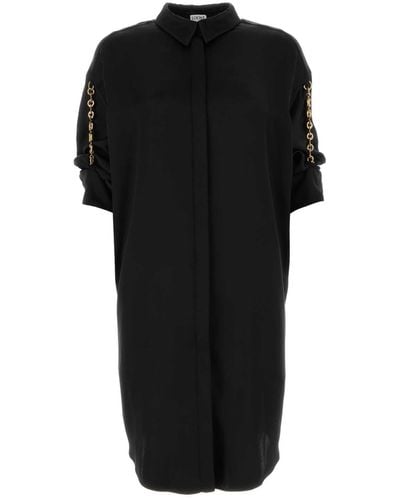 Loewe Satin Shirt Dress - Black