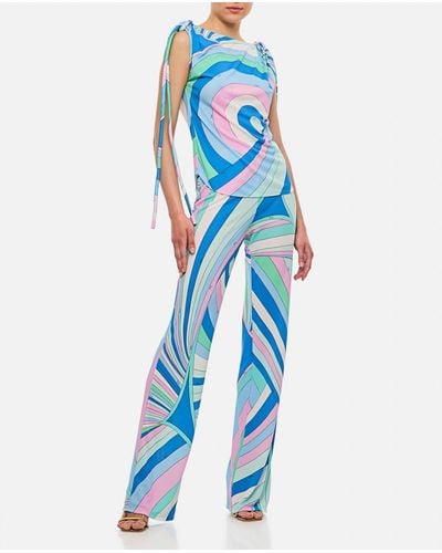Emilio Pucci Jersey And Crepe Sleeveless Top - Blue
