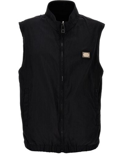 Dolce & Gabbana Logo Reversible Vest Gilet - Black
