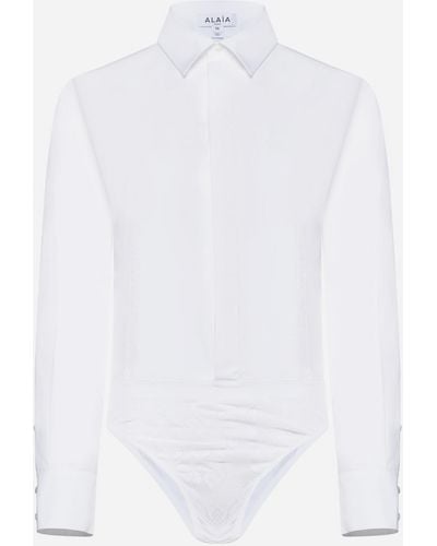 Alaïa Cotton Shirt Bodysuit - White
