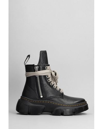 Rick Owens X Dr. Martens 1460 Dmxl Jumbo Lace Boot Combat Boots In Black Leather